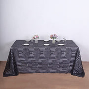 90"x132" Tulle Rectangular Tablecloth with Sequins and Geometric Pattern