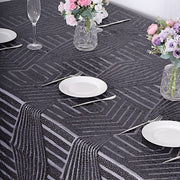 90"x132" Tulle Rectangular Tablecloth with Sequins and Geometric Pattern