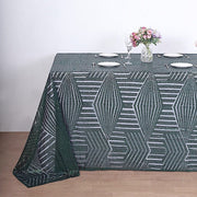 90"x132" Tulle Rectangular Tablecloth with Sequins and Geometric Pattern