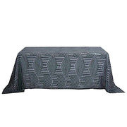 90"x132" Tulle Rectangular Tablecloth with Sequins and Geometric Pattern TAB_02G_90132_HUNT
