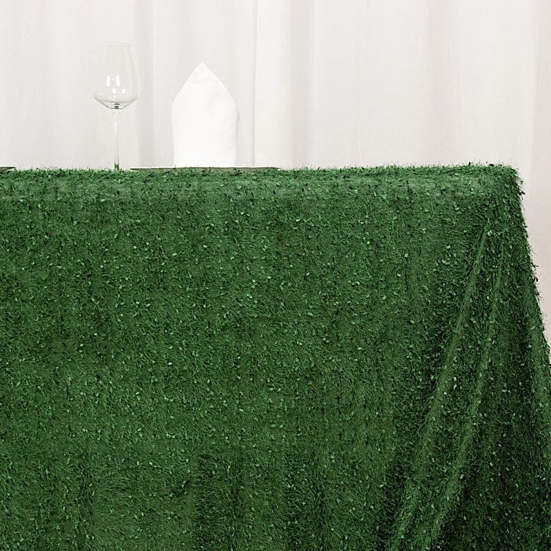 90"x156" Fringe Shag Polyester Rectangular Tablecloth