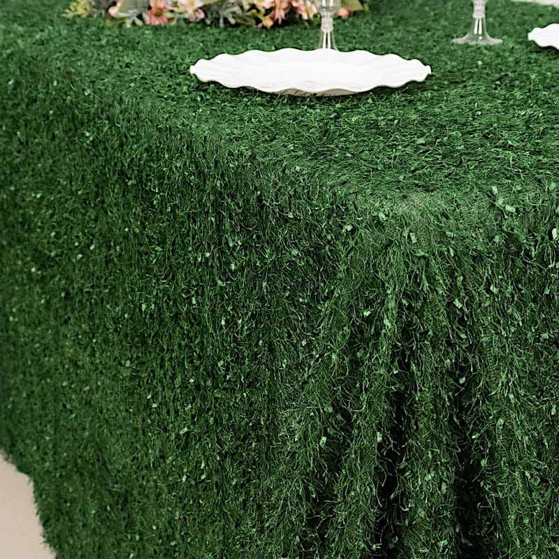 90"x156" Fringe Shag Polyester Rectangular Tablecloth