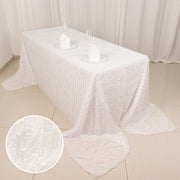 90"x156" Fringe Shag Polyester Rectangular Tablecloth