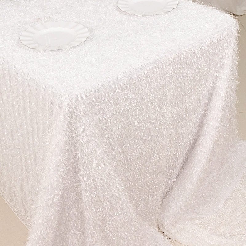 90"x156" Fringe Shag Polyester Rectangular Tablecloth