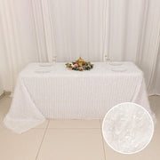 90"x156" Fringe Shag Polyester Rectangular Tablecloth