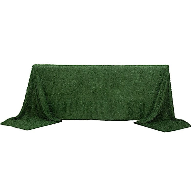 90"x156" Fringe Shag Polyester Rectangular Tablecloth TAB_STR02_90156_GRN
