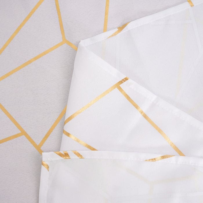 90"x156" Polyester Rectangular Tablecloth with Metallic Geometric Pattern