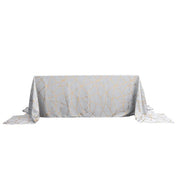 90"x156" Polyester Rectangular Tablecloth with Metallic Geometric Pattern