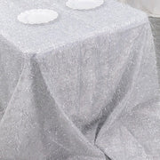 90"x156" Polyester Rectangular Tablecloth with Metallic Tinsel