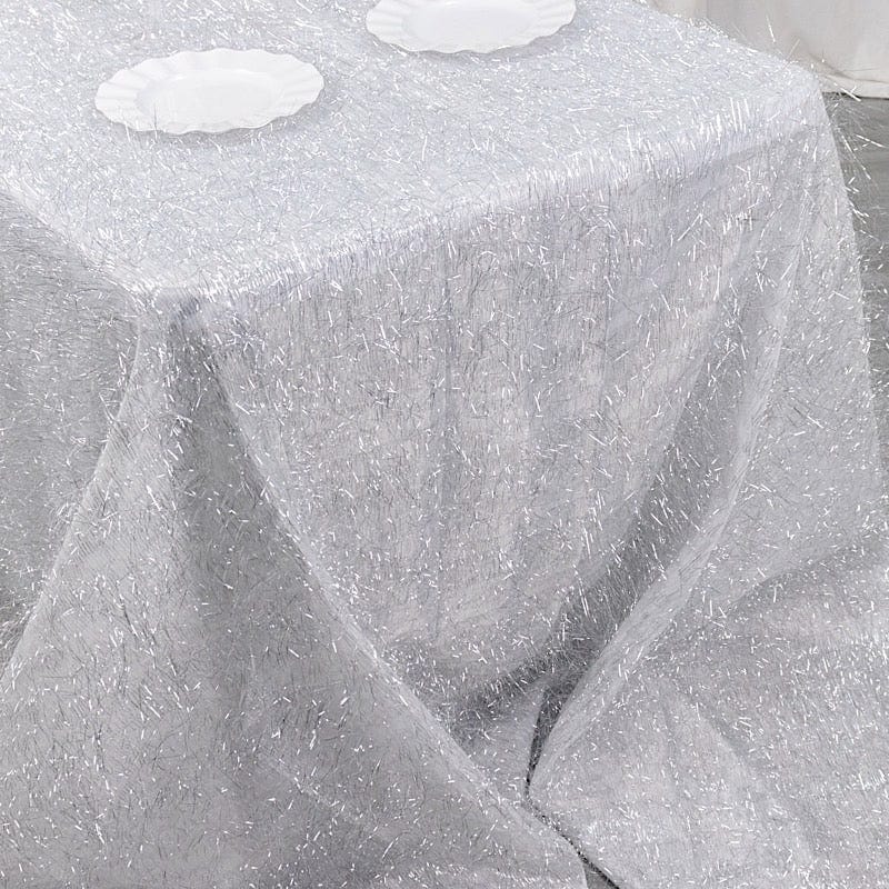 90"x156" Polyester Rectangular Tablecloth with Metallic Tinsel