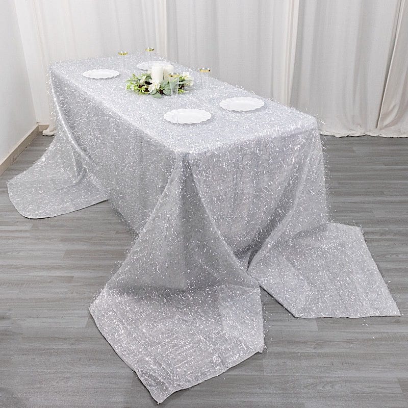 90"x156" Polyester Rectangular Tablecloth with Metallic Tinsel