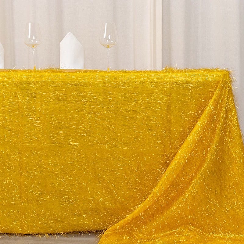 90"x156" Polyester Rectangular Tablecloth with Metallic Tinsel