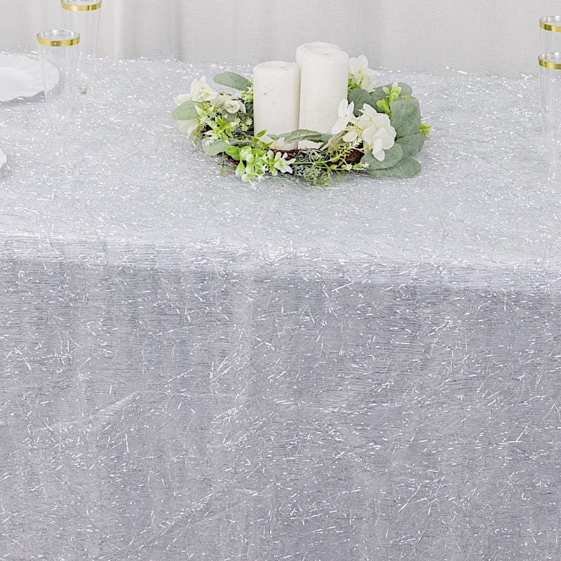 90"x156" Polyester Rectangular Tablecloth with Metallic Tinsel