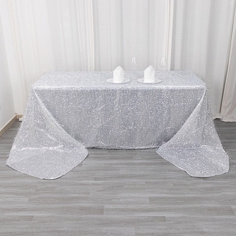 90"x156" Polyester Rectangular Tablecloth with Metallic Tinsel