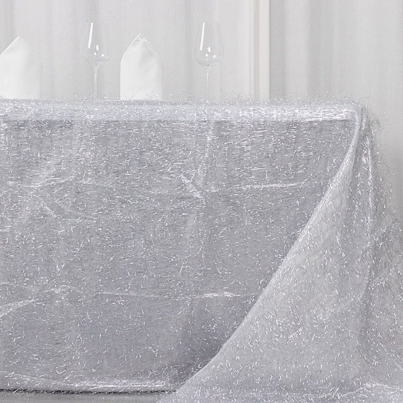 90"x156" Polyester Rectangular Tablecloth with Metallic Tinsel