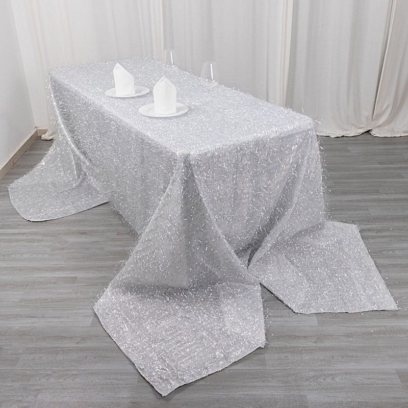 90"x156" Polyester Rectangular Tablecloth with Metallic Tinsel