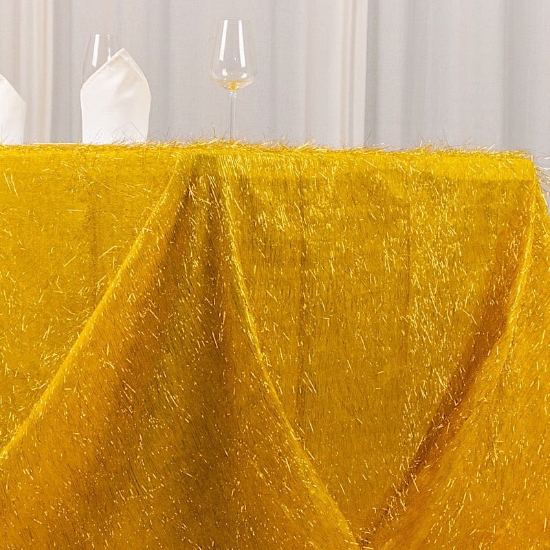 90"x156" Polyester Rectangular Tablecloth with Metallic Tinsel