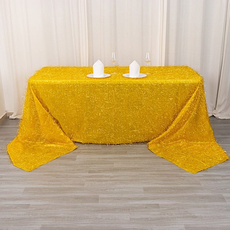 90"x156" Polyester Rectangular Tablecloth with Metallic Tinsel