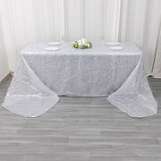 90"x156" Polyester Rectangular Tablecloth with Metallic Tinsel