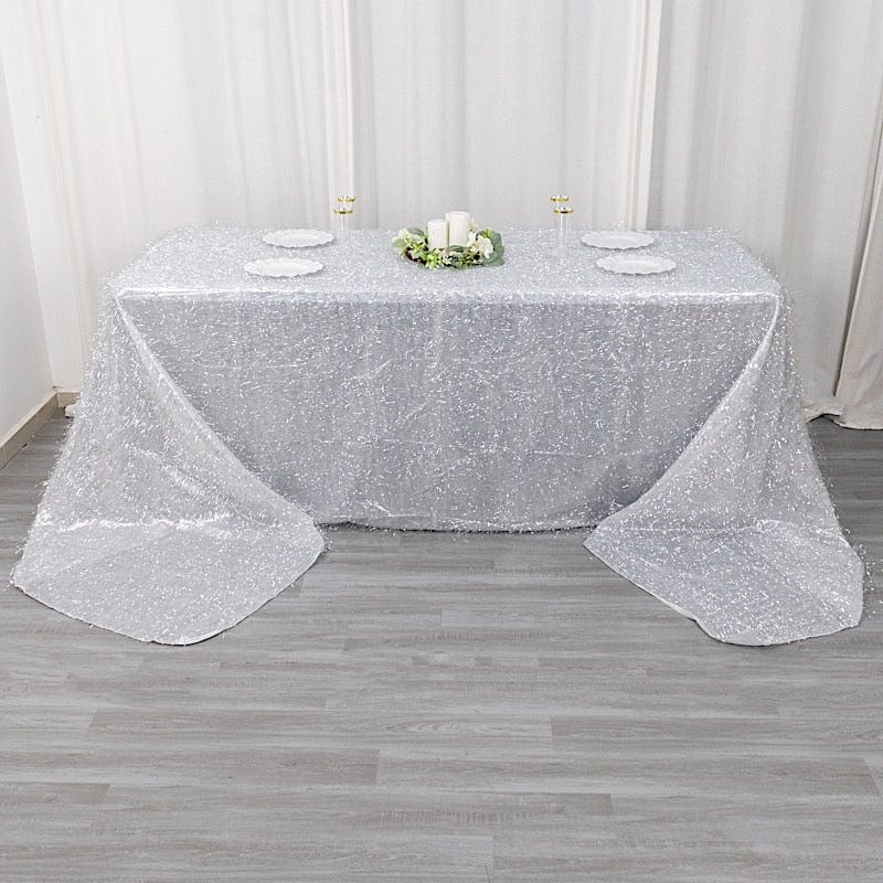 90"x156" Polyester Rectangular Tablecloth with Metallic Tinsel