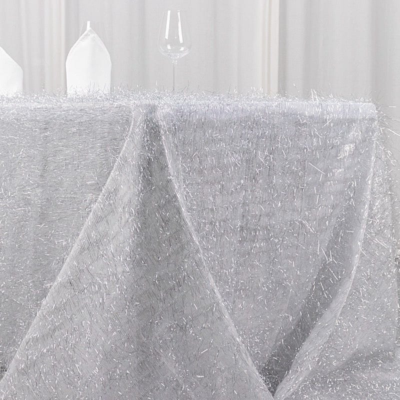 90"x156" Polyester Rectangular Tablecloth with Metallic Tinsel