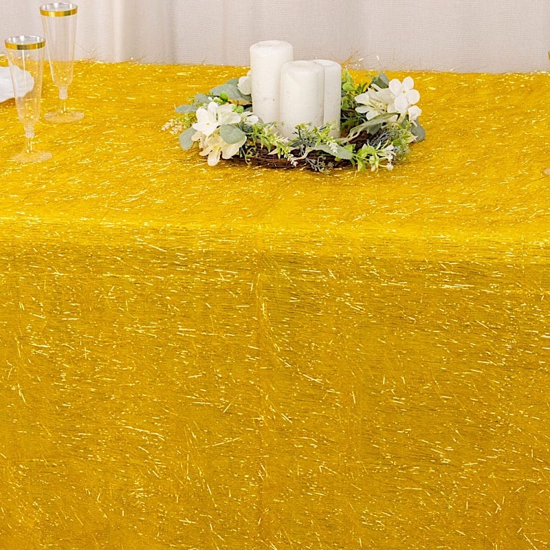 90"x156" Polyester Rectangular Tablecloth with Metallic Tinsel