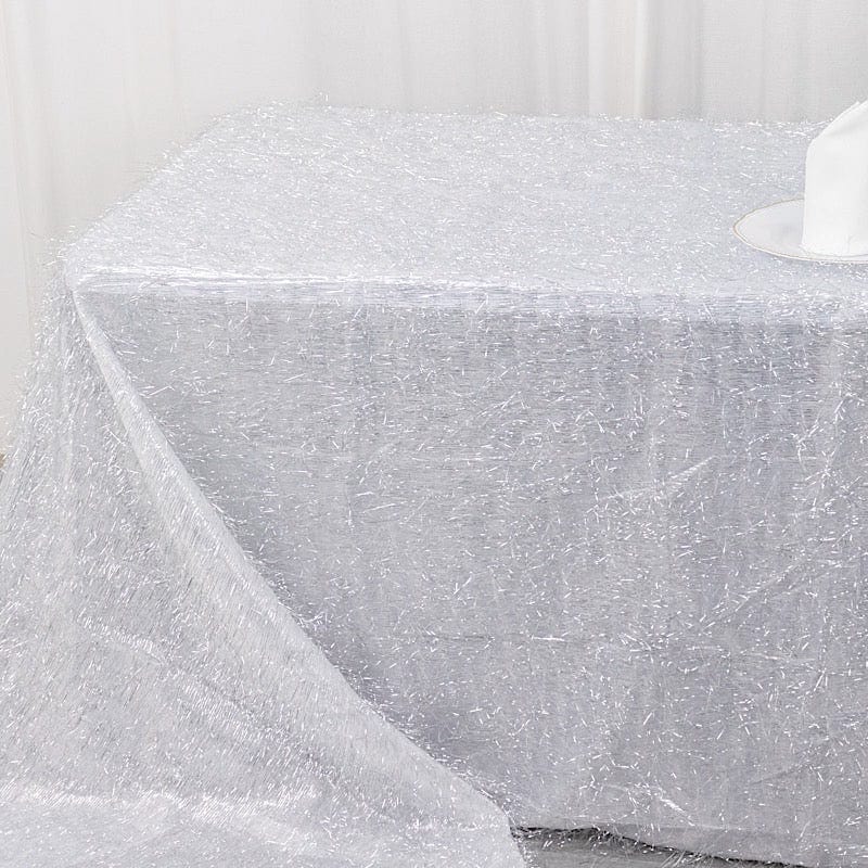 90"x156" Polyester Rectangular Tablecloth with Metallic Tinsel