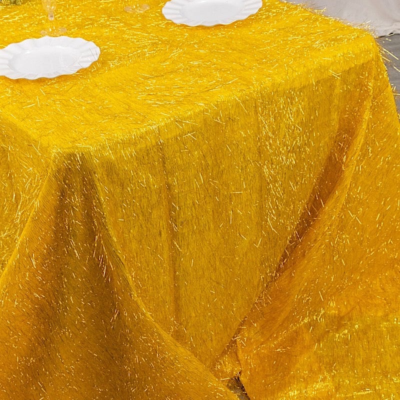 90"x156" Polyester Rectangular Tablecloth with Metallic Tinsel
