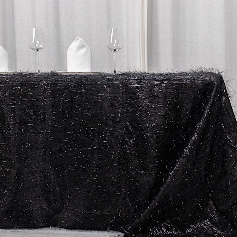 90"x156" Polyester Rectangular Tablecloth with Metallic Tinsel
