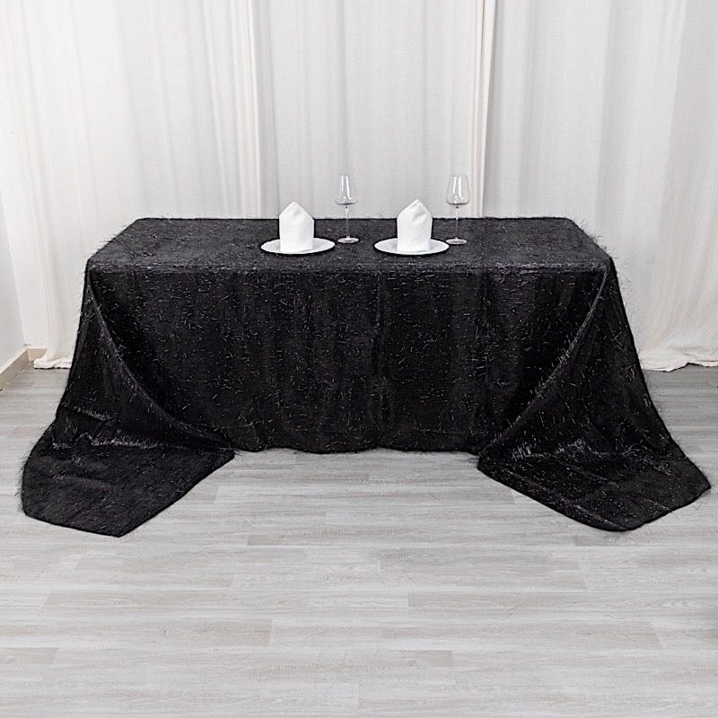 90"x156" Polyester Rectangular Tablecloth with Metallic Tinsel