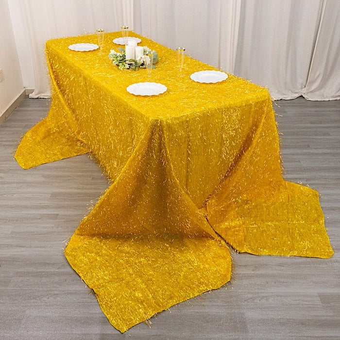 90"x156" Polyester Rectangular Tablecloth with Metallic Tinsel