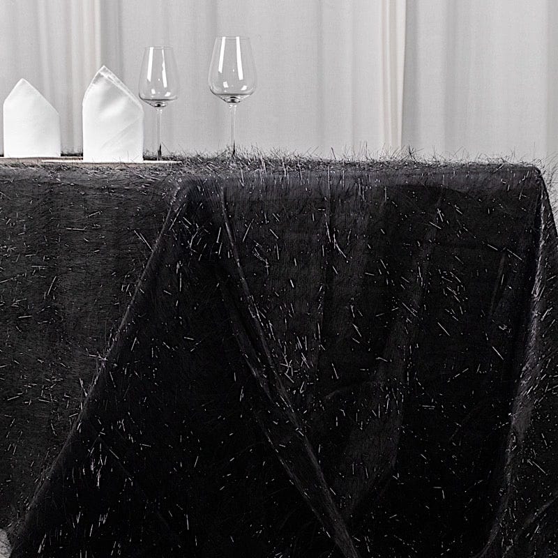 90"x156" Polyester Rectangular Tablecloth with Metallic Tinsel