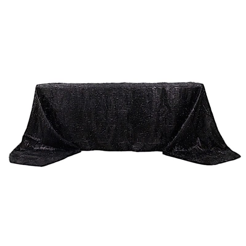 90"x156" Polyester Rectangular Tablecloth with Metallic Tinsel TAB_STR01_90156_BLK