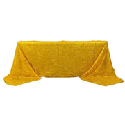 90"x156" Polyester Rectangular Tablecloth with Metallic Tinsel TAB_STR01_90156_GOLD