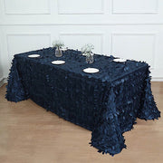 90"x156" Taffeta Rectangular Tablecloth with 3D Leaves Design