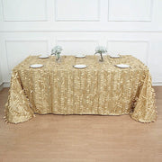 90"x156" Taffeta Rectangular Tablecloth with 3D Leaves Design