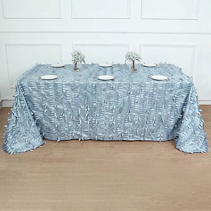 90"x156" Taffeta Rectangular Tablecloth with 3D Leaves Design
