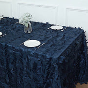 90"x156" Taffeta Rectangular Tablecloth with 3D Leaves Design