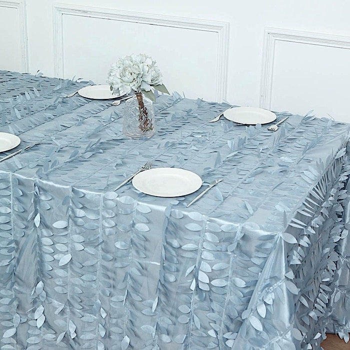 90"x156" Taffeta Rectangular Tablecloth with 3D Leaves Design
