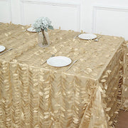 90"x156" Taffeta Rectangular Tablecloth with 3D Leaves Design