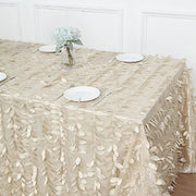 90"x156" Taffeta Rectangular Tablecloth with 3D Leaves Design
