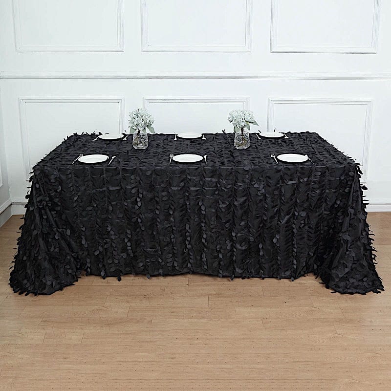 90"x156" Taffeta Rectangular Tablecloth with 3D Leaves Design