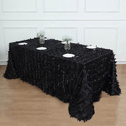 90"x156" Taffeta Rectangular Tablecloth with 3D Leaves Design