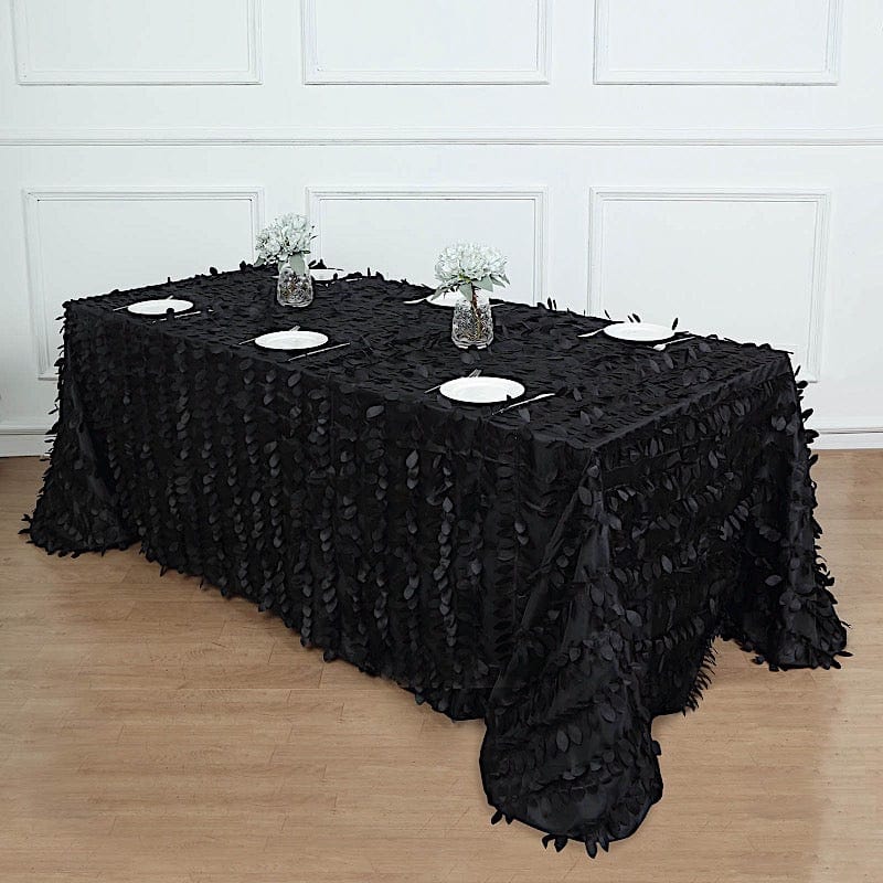 90"x156" Taffeta Rectangular Tablecloth with 3D Leaves Design
