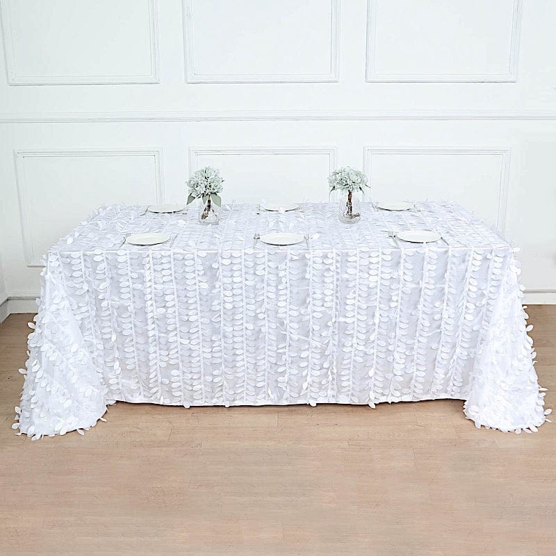 90"x156" Taffeta Rectangular Tablecloth with 3D Leaves Design