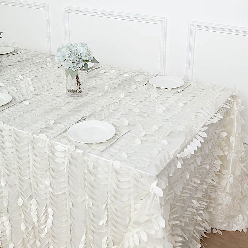 90"x156" Taffeta Rectangular Tablecloth with 3D Leaves Design