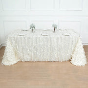 90"x156" Taffeta Rectangular Tablecloth with 3D Leaves Design