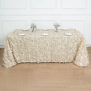 90"x156" Taffeta Rectangular Tablecloth with 3D Leaves Design
