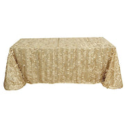 90"x156" Taffeta Rectangular Tablecloth with 3D Leaves Design