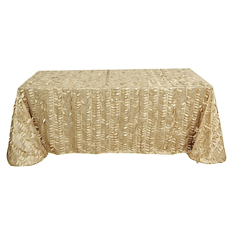 90"x156" Taffeta Rectangular Tablecloth with 3D Leaves Design